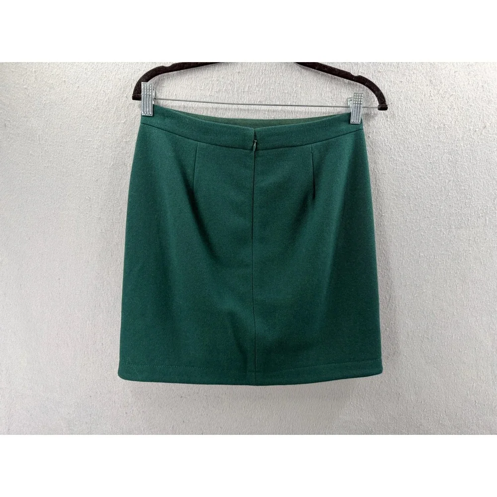 J. Crew Shirttail Mini Skirt Womens 00 Green Wool Blend Dark Academia Mod B0358
